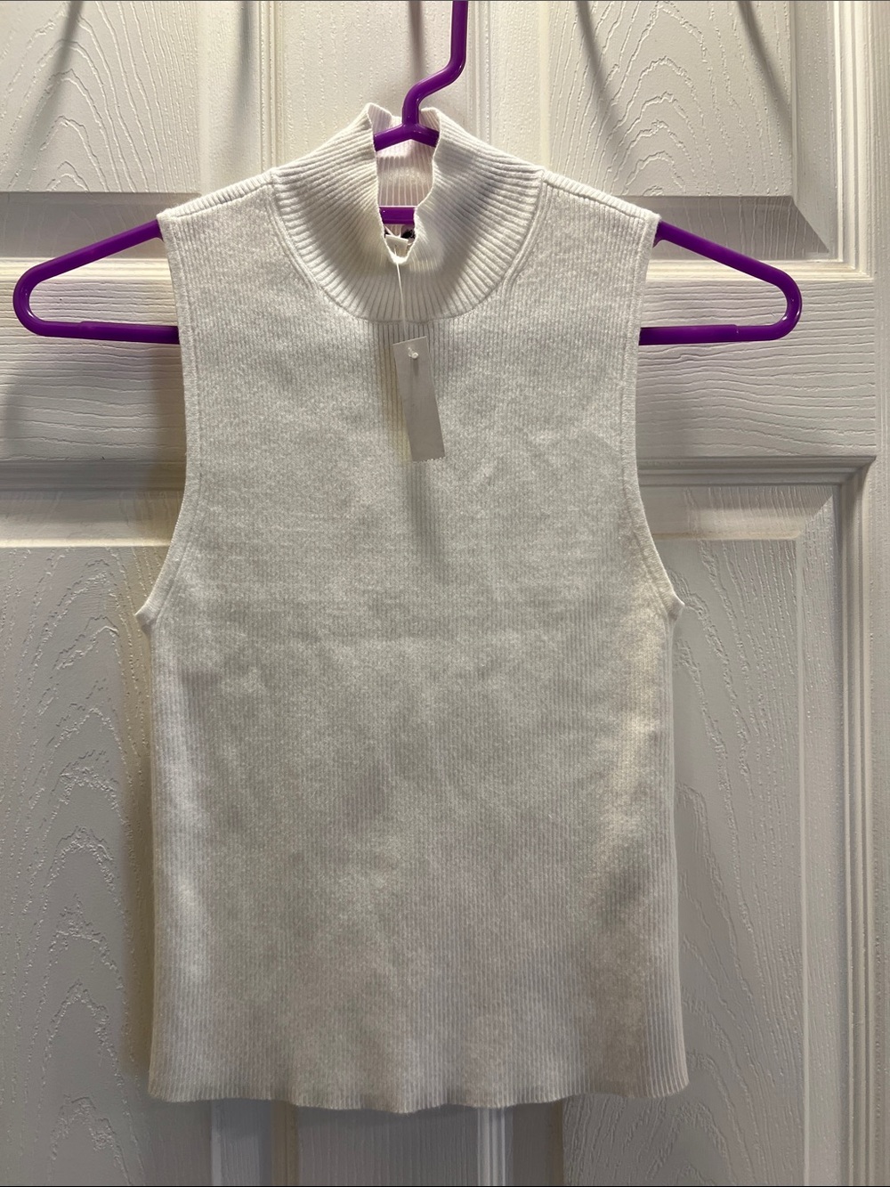 NWT Madewell White Sleeveless Mock Neck Ribbed Tank